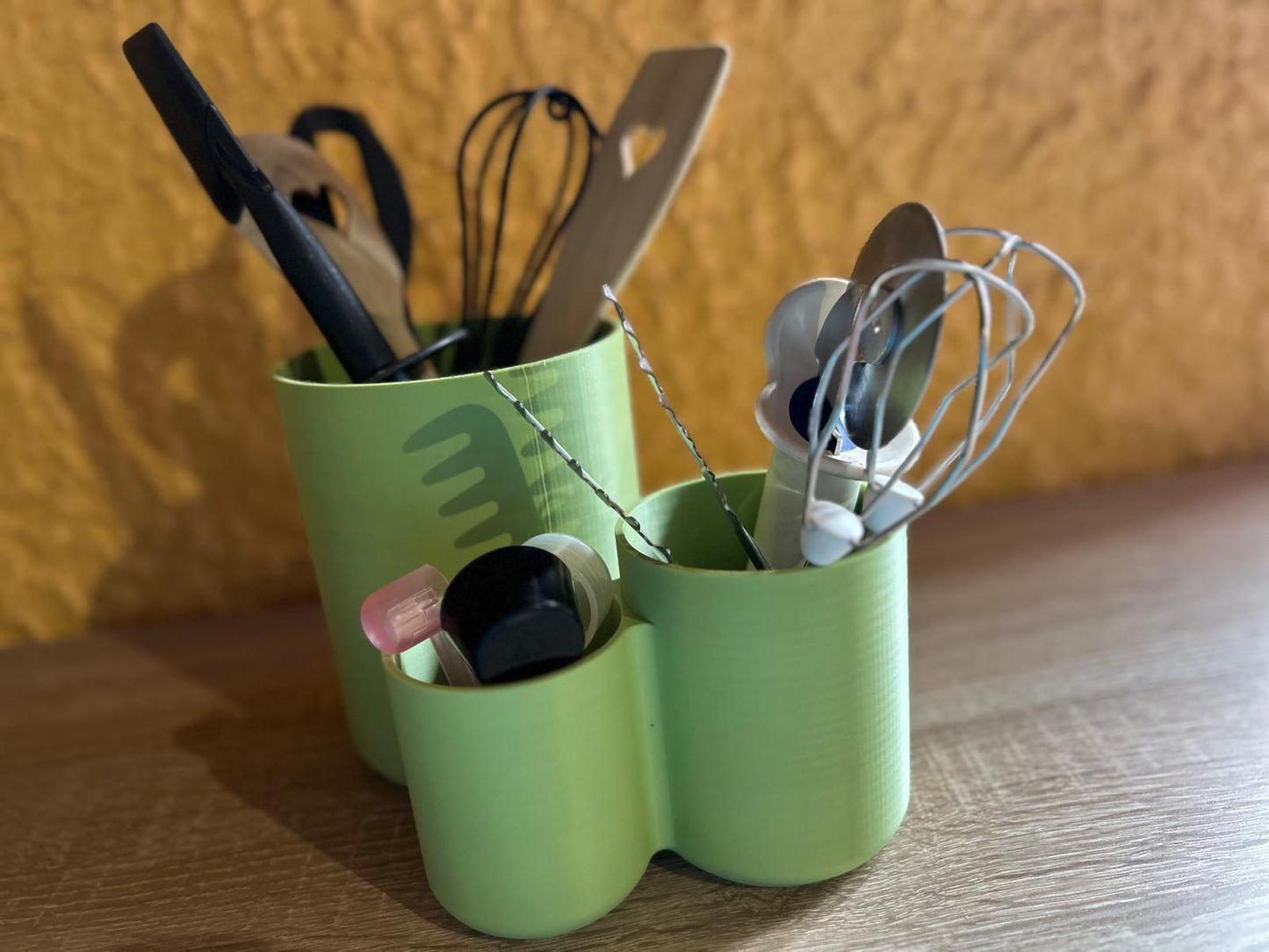 🧑🍳 Moderner Küchenutensilienhalter – Platzsparend & Stylisch – 3-Fach Organizer aus PLA