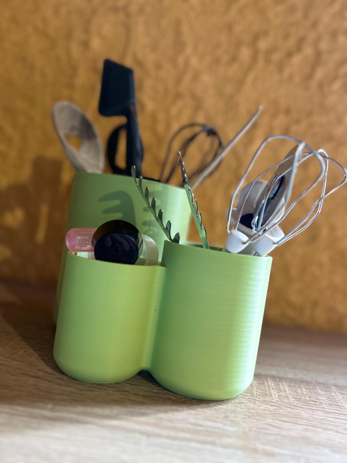 🧑🍳 Moderner Küchenutensilienhalter – Platzsparend & Stylisch – 3-Fach Organizer aus PLA