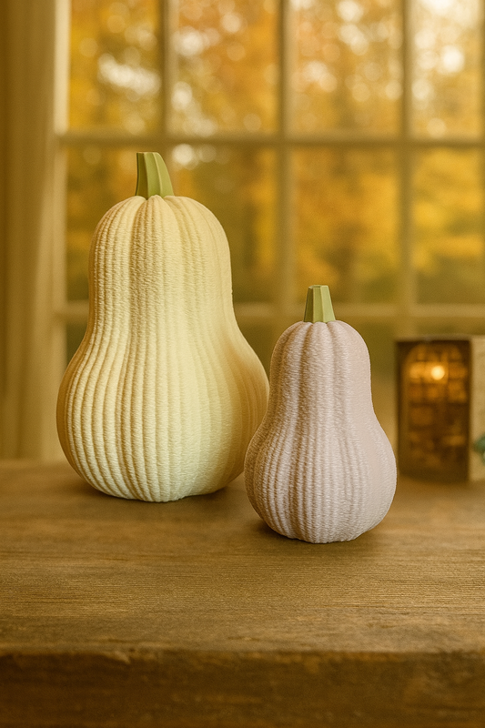 🎃 Moderne & minimalistische Butternut-Kürbis-Deko – 2er Set