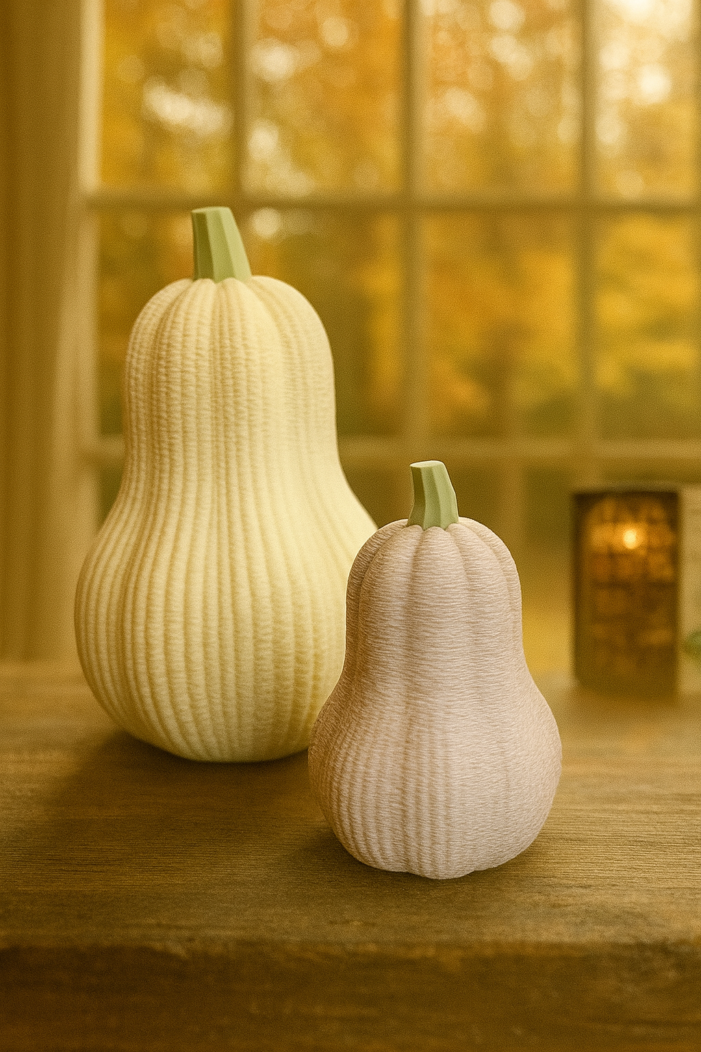 🎃 Moderne & minimalistische Butternut-Kürbis-Deko – 2er Set