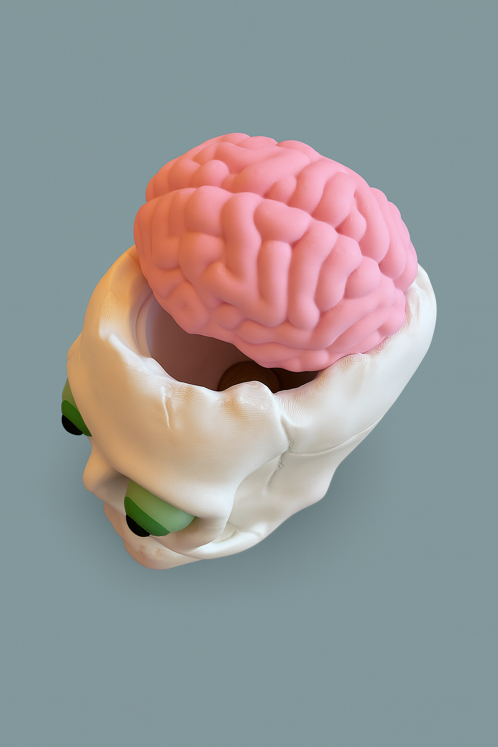 🧠💀 Brain Skull – Glow-Eyes, Brain-Deckel und beweglicher Kiefer