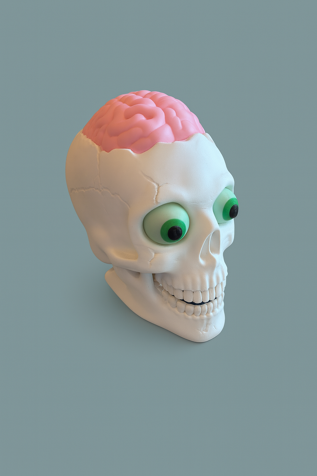 🧠💀 Brain Skull – Glow-Eyes, Brain-Deckel und beweglicher Kiefer