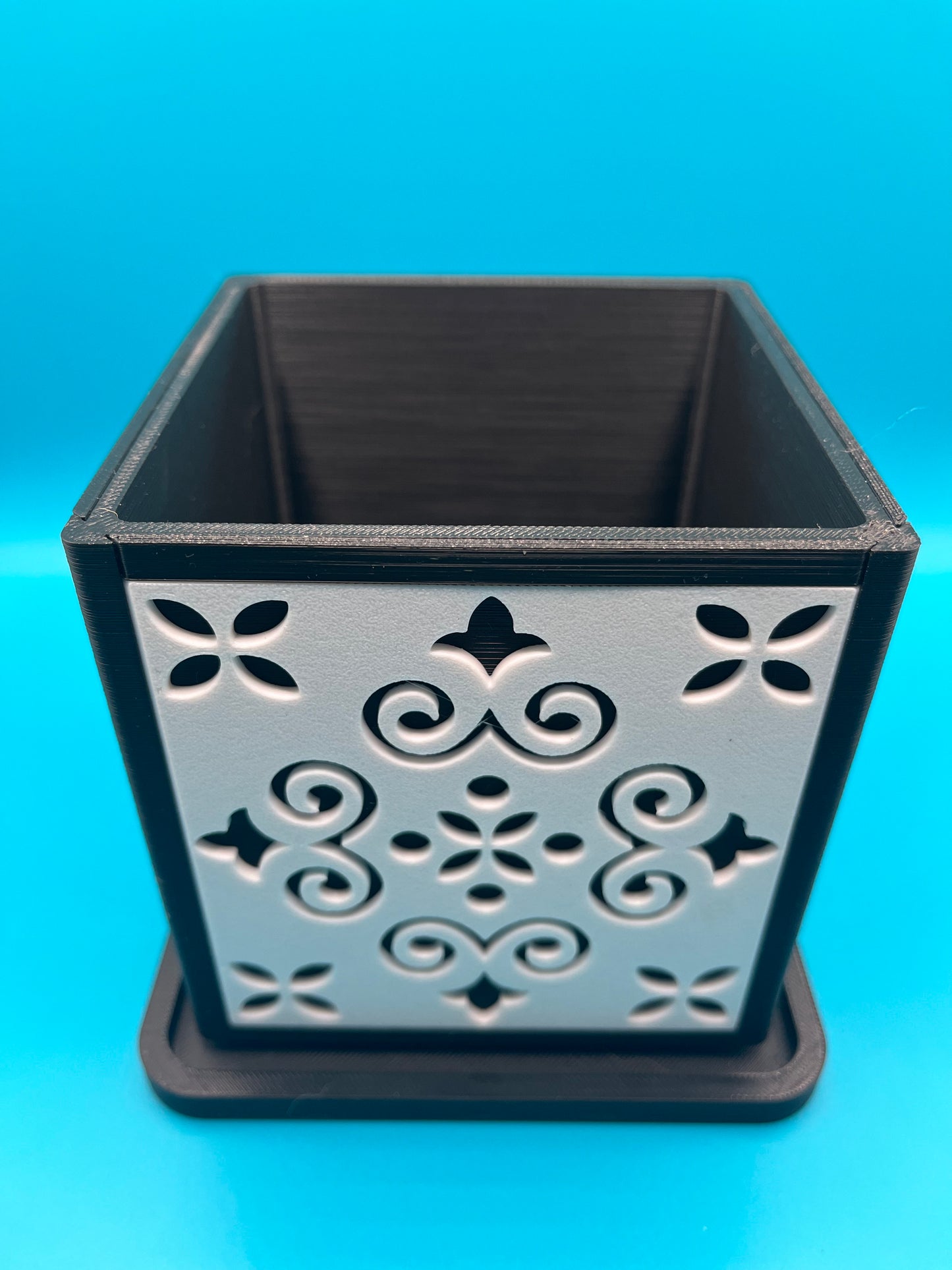 Quadratischer Design-Pflanzer mit portugiesischem Fliesenmuster – Modern & dekorativ aus PLA (100 mm)