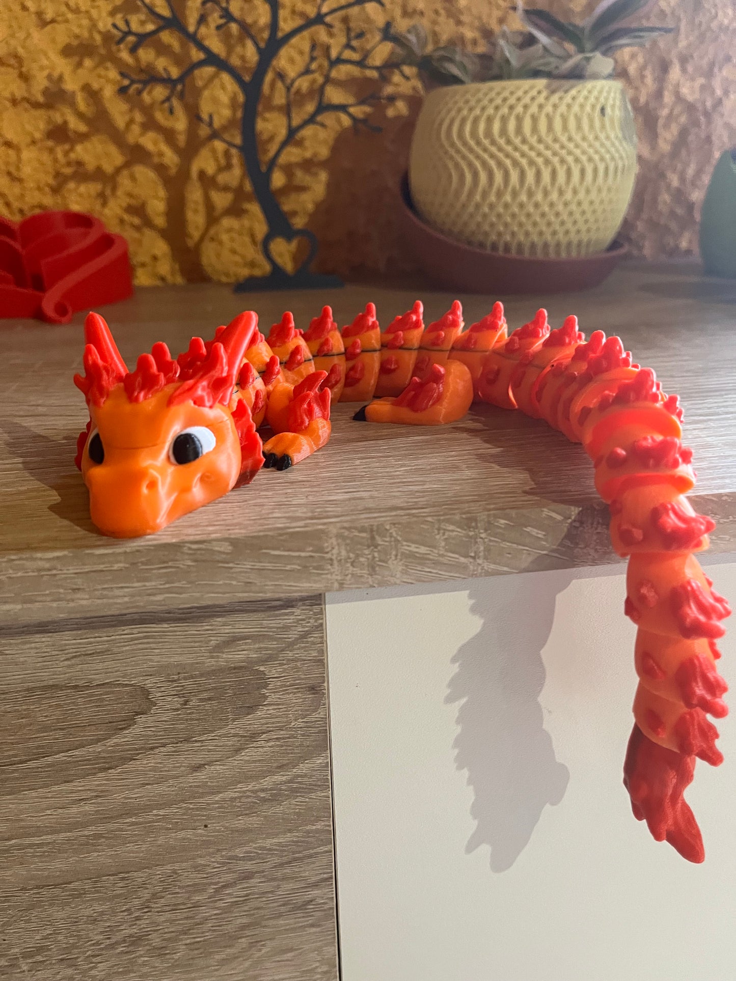 🔥 Sunfire Dragon XXL – Flexibler Fidget-Drache (ca. 37 cm) – Mehrfarbiger PLA-Druck 🔥
