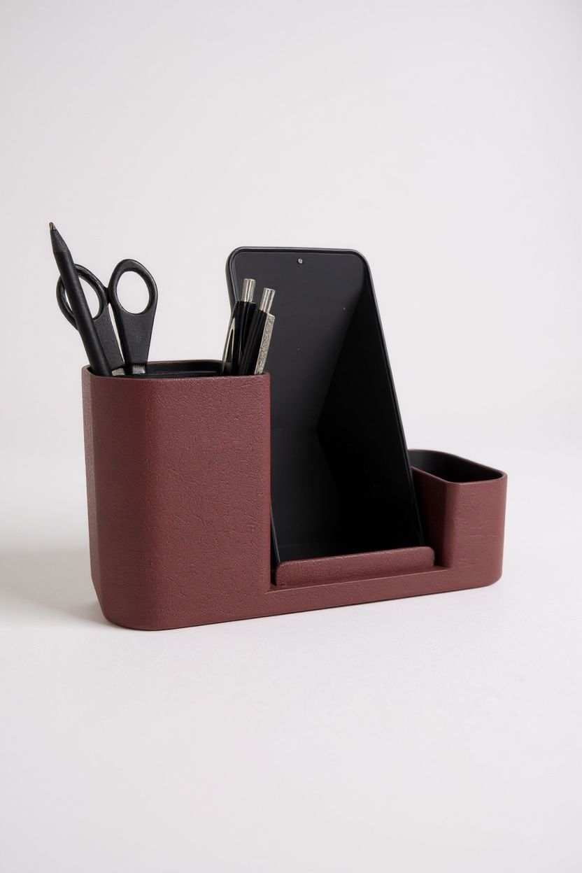 Premium-Schreibtisch-Organizer mit Fuzzy-Finish – Büro-Organizer mit Smartphone-Halter