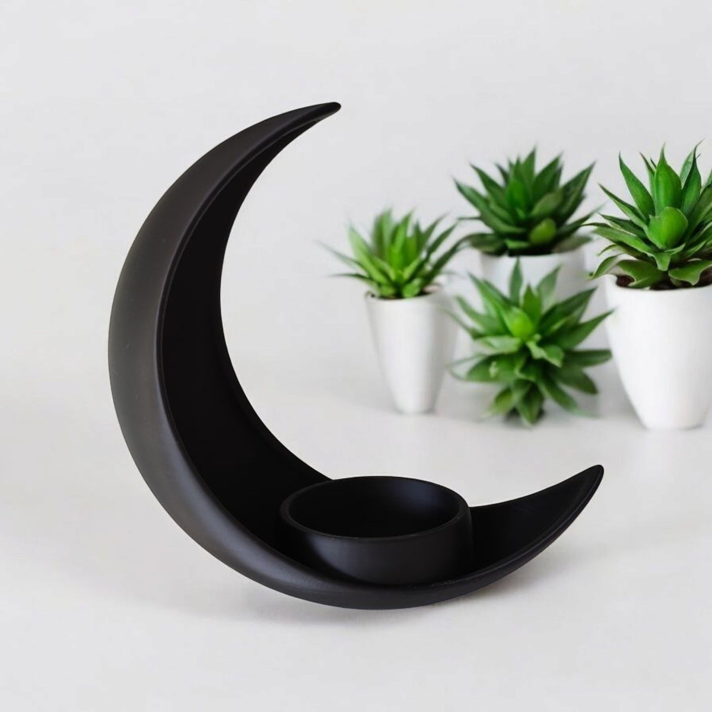 🌙 Dekorative Mondsichel mit integriertem Blumentopf – Stilvolle Pflanzen-Deko aus mattem PLA