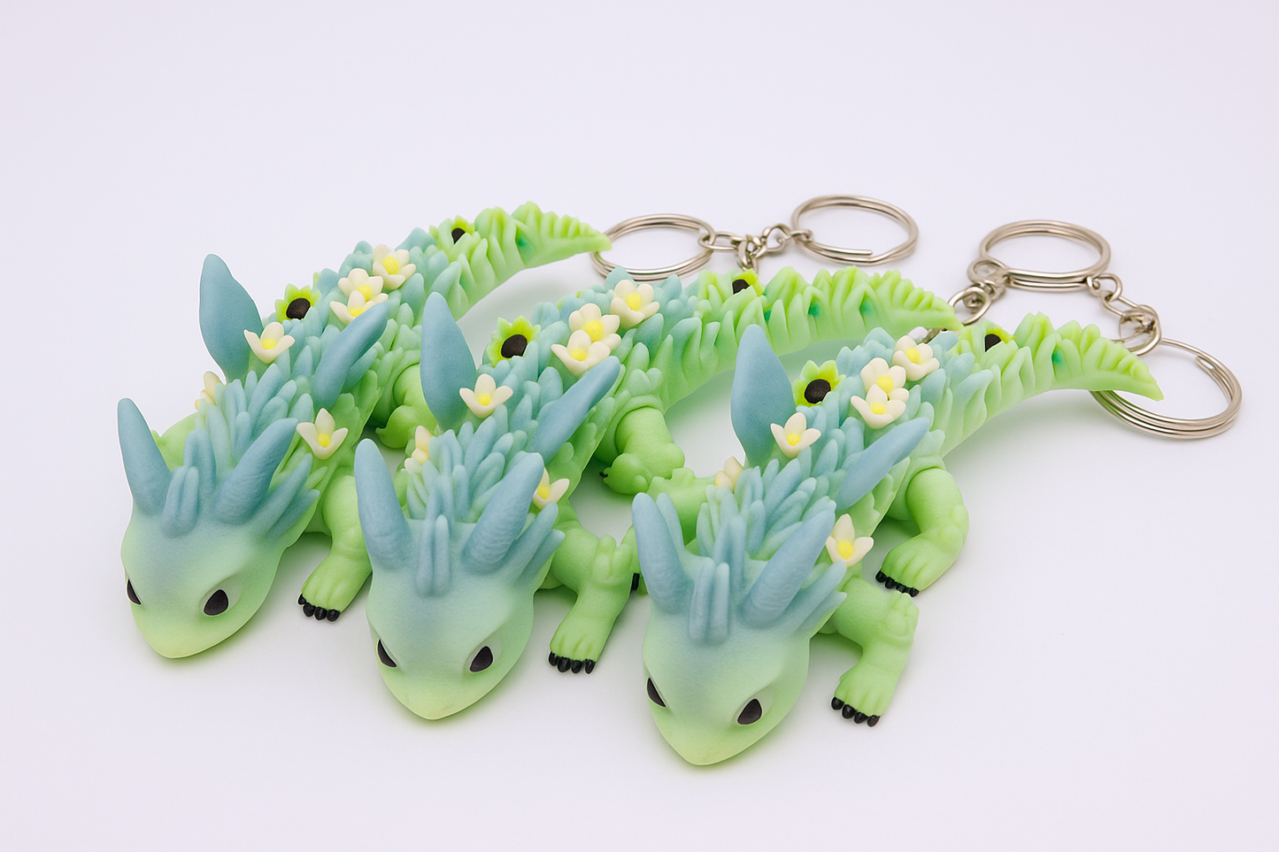 Little Flower Dragon Schlüsselanhänger – Einzigartiger Mini-Drache mit Farbverlauf