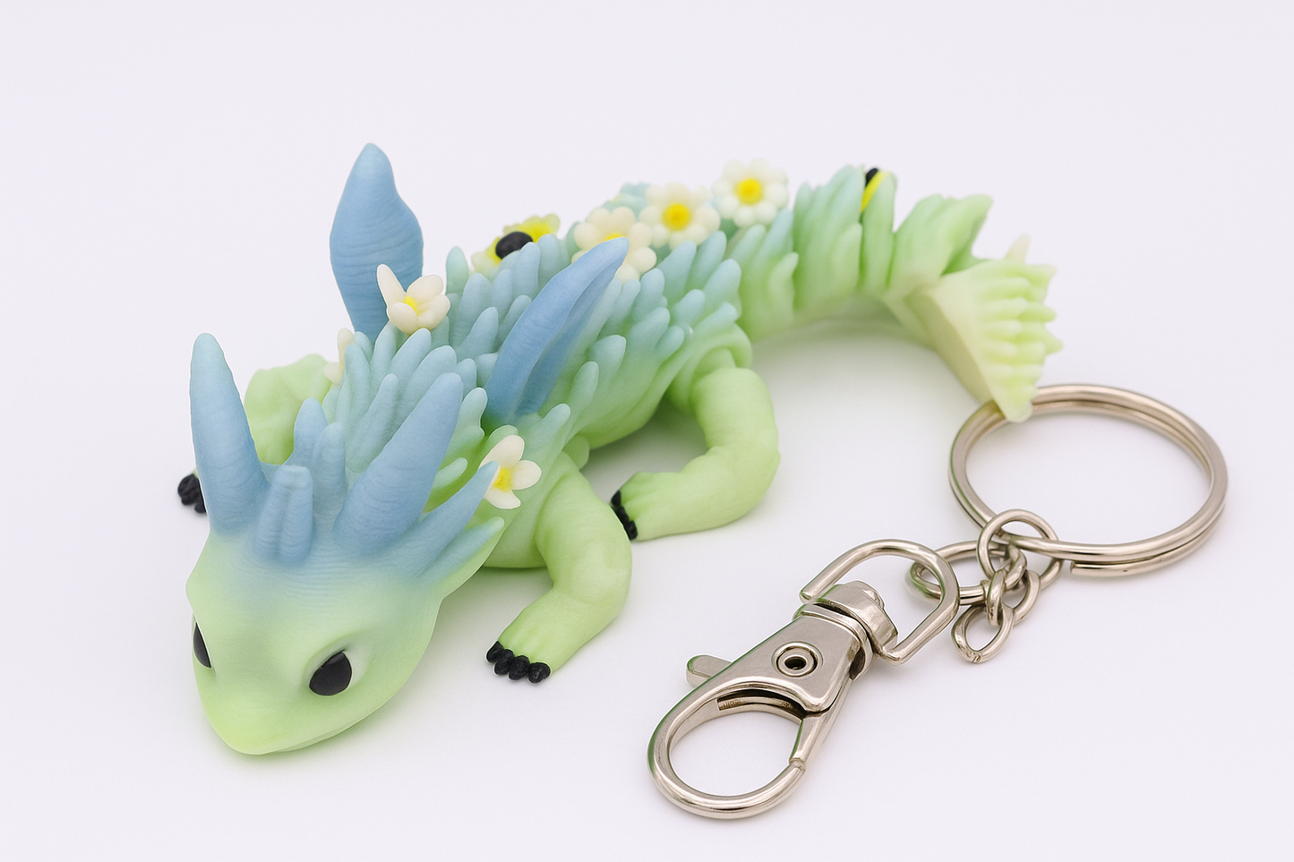 Little Flower Dragon Schlüsselanhänger – Einzigartiger Mini-Drache mit Farbverlauf