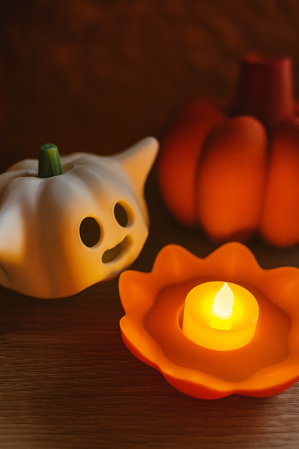 🎃 Geisterkürbis mit LED-Teelicht – Halloween-Deko zum Verlieben 👻