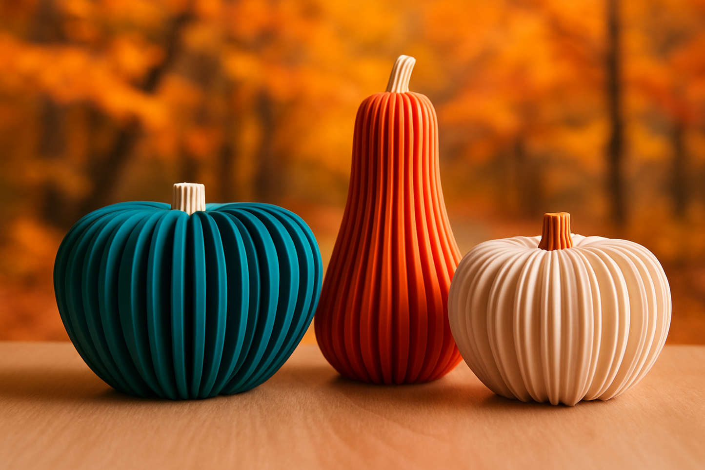 🎃 3er-Set Kürbis-Dekoration – LED-geeignet & herbstlich schön