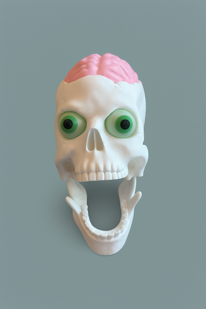 🧠💀 Brain Skull – Glow-Eyes, Brain-Deckel und beweglicher Kiefer