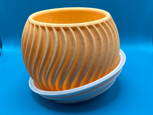 🌿 Sonar Pflanzgefäß mit Tropfschale | Nachhaltiger Blumentopf aus PLA | Modernes Spiraldesign – 80 mm & 100 mm 🌿