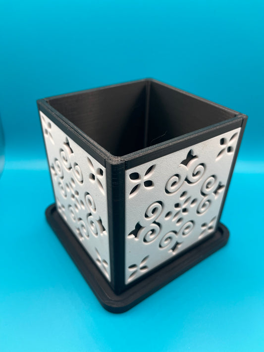 Quadratischer Design-Pflanzer mit portugiesischem Fliesenmuster – Modern & dekorativ aus PLA (100 mm)