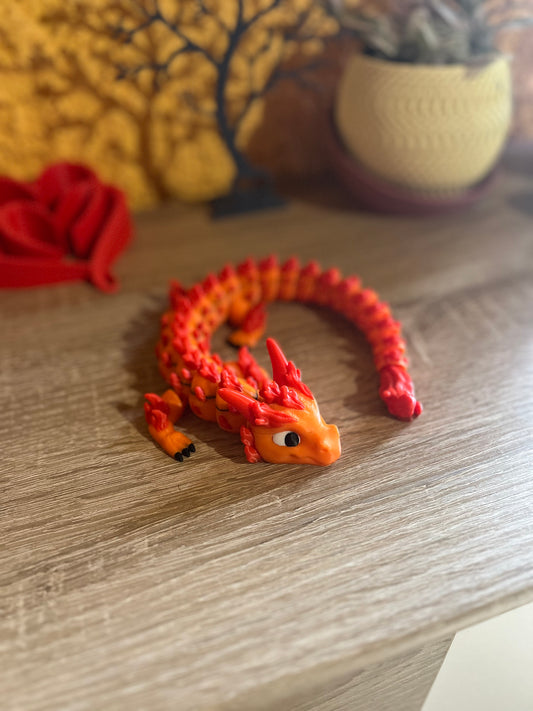 🔥 Sunfire Dragon XXL – Flexibler Fidget-Drache (ca. 37 cm) – Mehrfarbiger PLA-Druck 🔥