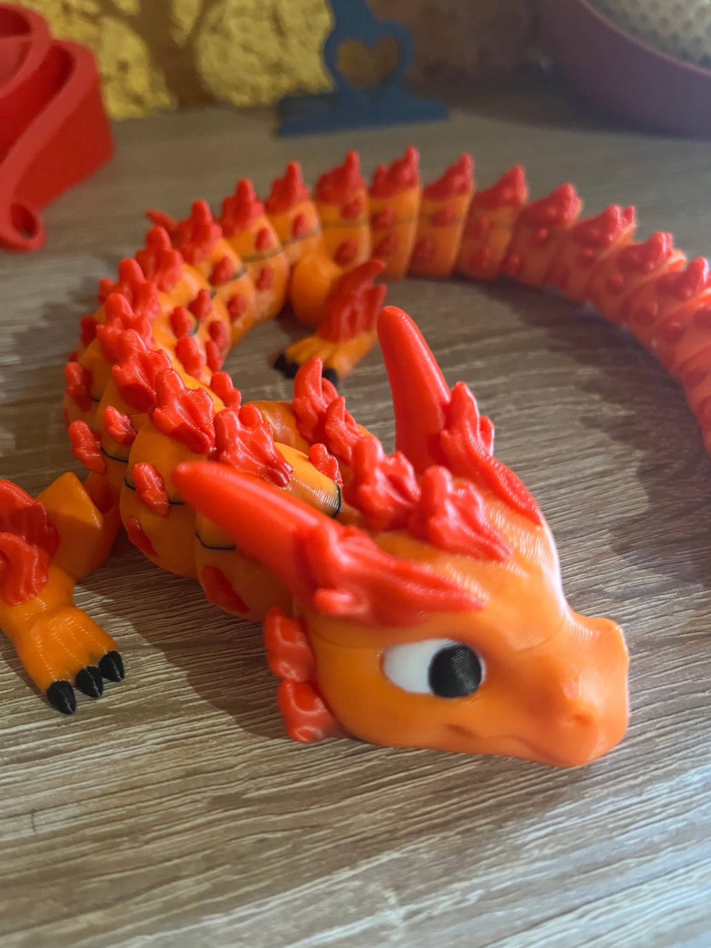 🔥 Sunfire Dragon XXL – Flexibler Fidget-Drache (ca. 37 cm) – Mehrfarbiger PLA-Druck 🔥