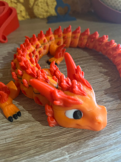 🔥 Sunfire Dragon XXL – Flexibler Fidget-Drache (ca. 37 cm) – Mehrfarbiger PLA-Druck 🔥