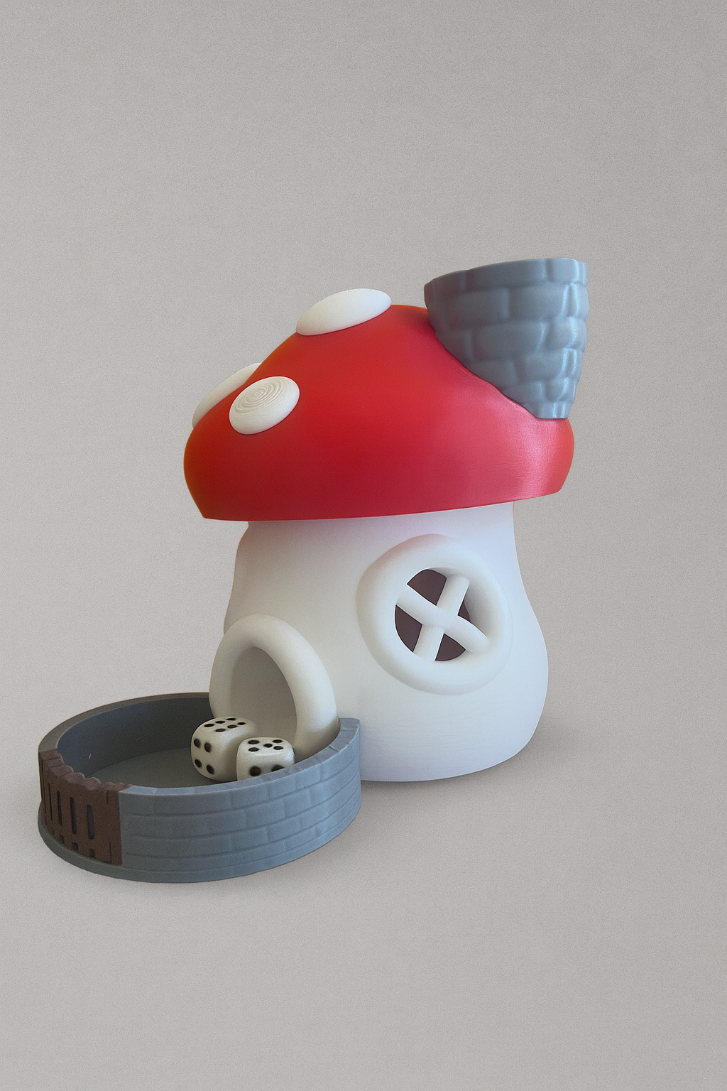 Würfelturm – Pilzhaus Dice Tower mit Platz für LED-Teelicht