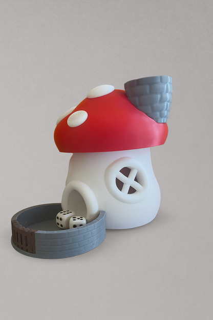 Würfelturm – Pilzhaus Dice Tower mit Platz für LED-Teelicht