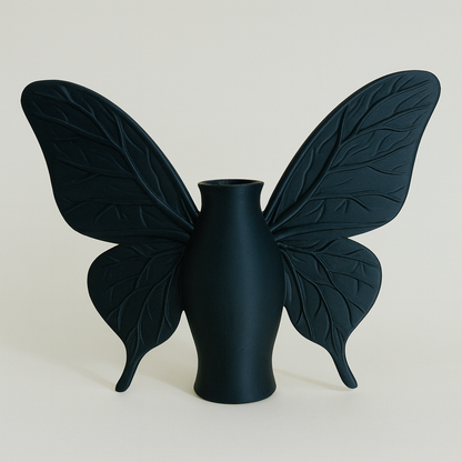 Black Butterfly Vase – mattschwarze Flügel-Vase 🦋