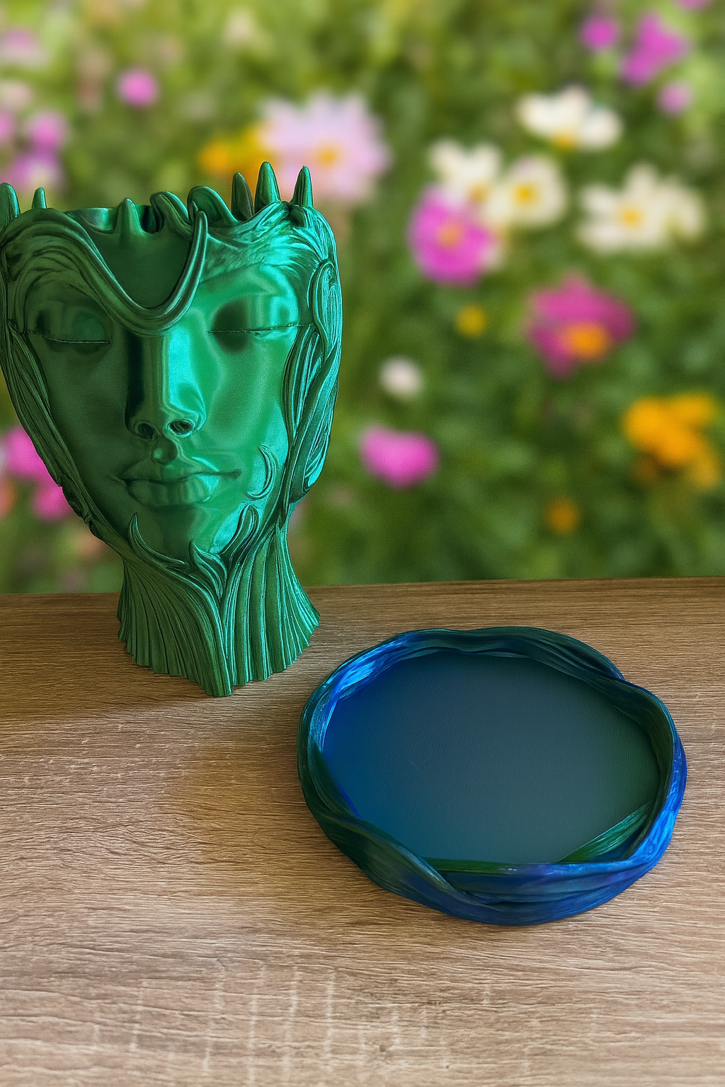 Womans Head Planter mit Untersetzer