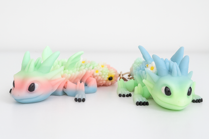 Little Flower Dragon Schlüsselanhänger – Einzigartiger Mini-Drache mit Farbverlauf