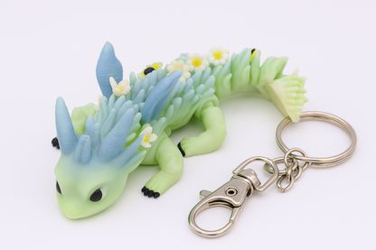 Little Flower Dragon Schlüsselanhänger – Einzigartiger Mini-Drache mit Farbverlauf