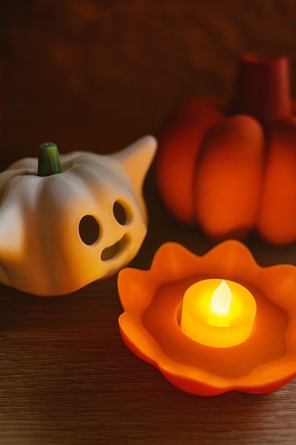 🎃 Geisterkürbis mit LED-Teelicht – Halloween-Deko zum Verlieben 👻
